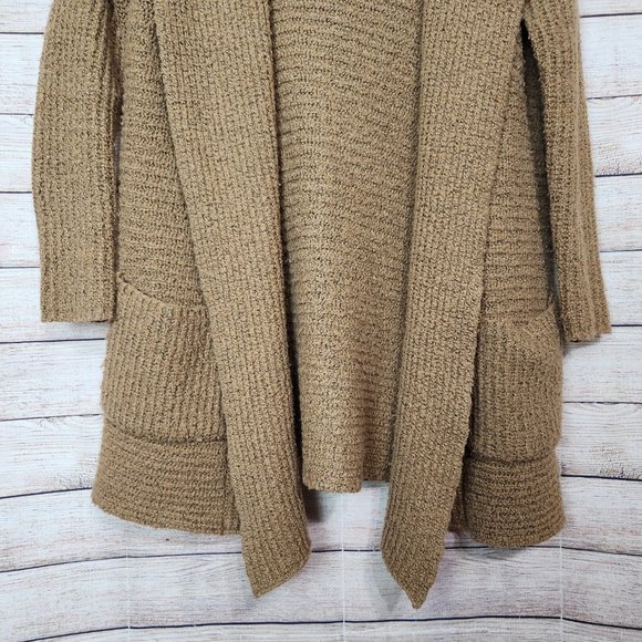 Anthropologie Kimchi Blue Camel Brown Knit Chunky Hooded Cardigan Women's XS - Picture 3 of 16